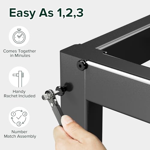 Black 14 Inch Metal Platform Bed Frame for King Size Mattress with Slats & Headboard Compatibility