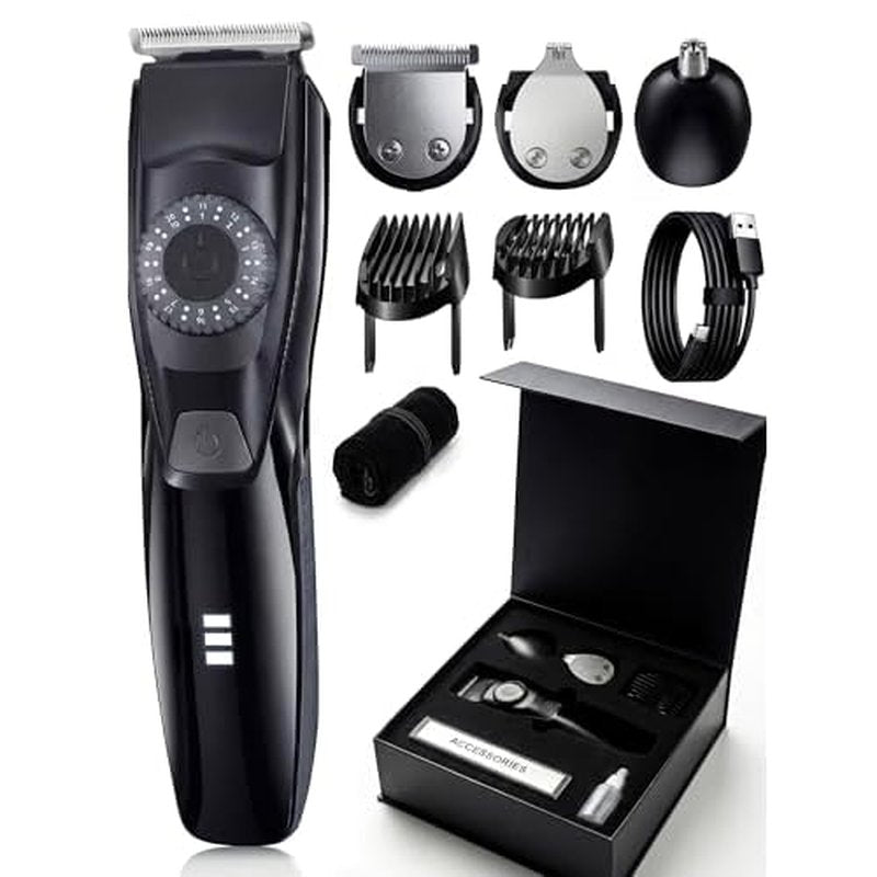 40 Precisions Electric Beard Trimmer for Men, Mens Grooming Trimmer for Beard, Mustache, Face and Ear Hair, Multi-Series Clipper, Waterproof, USB C Charging, Soft Pouch, Wide Blade, Gift Box