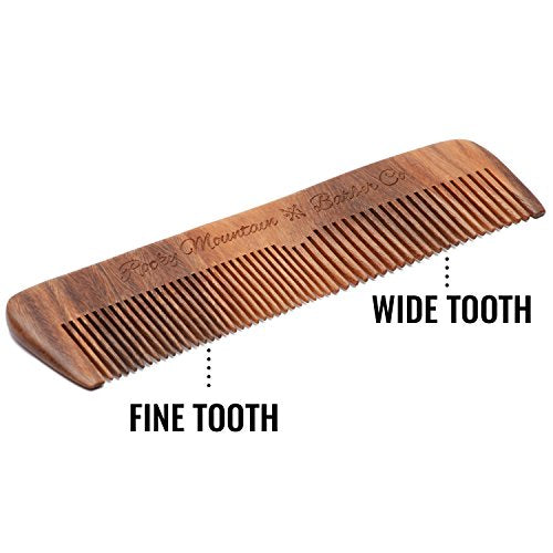 Wooden Anti-Static Hair Comb with Fine & Medium Teeth and Travel Case for Men and Beard Grooming