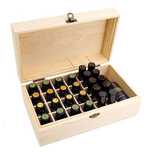 Wooden Essential Oil Organizer Case with Lock, 36 Slots Travel Storage