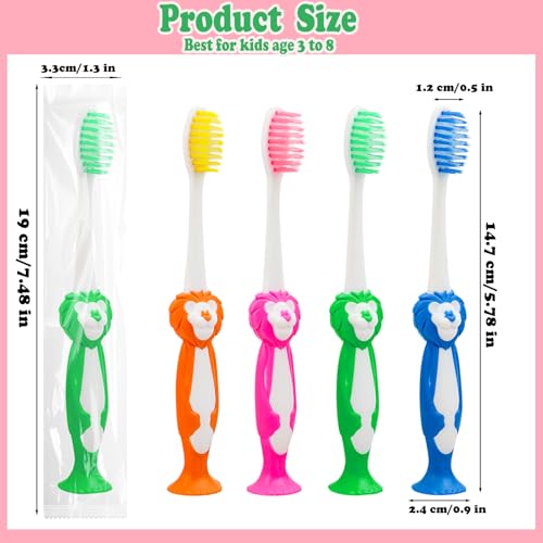Disposable Toddler Toothbrushes 4 Colors, 200 Pack - Cute Animal Design