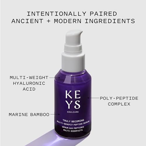 Keys Soulcare Truly Becoming Multi-Benefit Peptide Serum, Helps Firm, Plump & Visibly Improve Fine Lines & Wrinkles, Vegan, Cruelty-Free, 1 Fl Oz