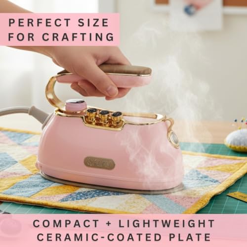 Salav Retro Handheld Steamer & Iron for Clothes - Rose 1000W