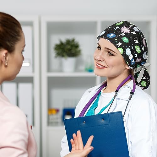 Honoson Nurse Caps for Women - Adjustable Bouffant Surgical & Dental Hats, Lovely Patterns