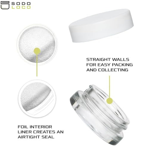 (90 Pack) 7ml Low Profile Thick Glass Jars with White Lids - Airtight Containers for Oil, Lip Balm, Wax, Cosmetics