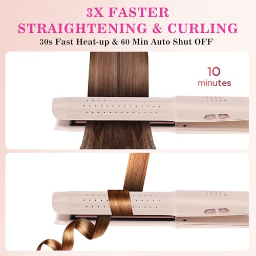 2-in-1 Hair Straightener and Curler Styler with Cool Air Safety - Blush