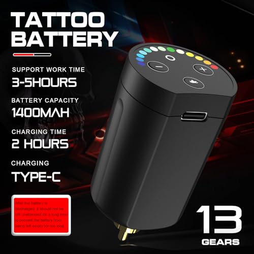 Wireless Tattoo Pen Kit for Beginners with 1400mAh Battery and 20 Cartridges - Black