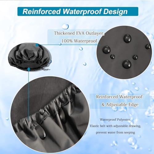 3 Pcs Super Jumbo Adjustable Satin Lined Shower Caps for Long Hair & Braids, Extra Large Shower Cap for Women & Men, Reusable XL with Waterproof Edge for Dreadlocks, Locs (Black)