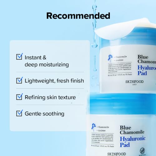 Hydrating Facial Toner Pads with Hyaluronic Acid & Chamomile - Moisturizing Skin Care