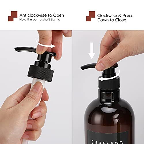 Dark Amber 32oz Shampoo & Conditioner Dispenser Set with Pump - 3 Pack Refillable Bottles