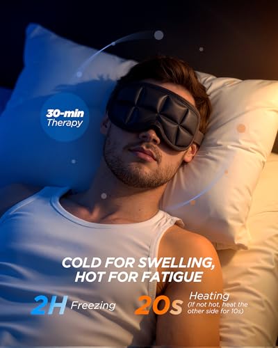 Tolaccea Black 1 Pack 3D Cooling Sleep Mask with Double Gel for Hot & Cold Therapy