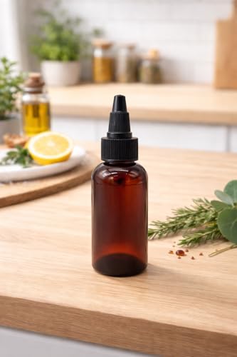 Natural Farms 2oz BPA-Free Amber Refillable Boston Bottles for Essential Oils & Beauty Products, 24 Pack