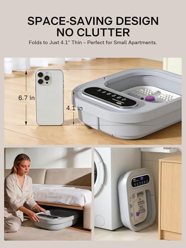 ALLJOY Grey Collapsible Foot Spa Bath with Heat, Bubble Massager & Pumice Stone