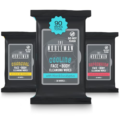 Men's Assorted Cleansing Wipes- Cooling/Charcoal/Refreshing - 3 Pack (90ct)