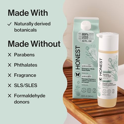The Honest Company Hypoallergenic Fragrance-Free 32 Fl Oz Shampoo & Body Wash - Unscented