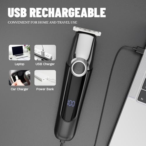 Men's Cordless Waterproof Hair Clipper & Trimmer Set with Nose Ear Groomer