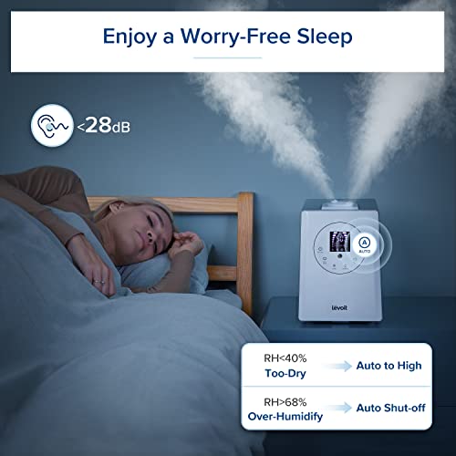 Levoit 6L Humidifier for Large Rooms – Warm & Cool Mist, White (Bedroom/Auto Mode) 6L