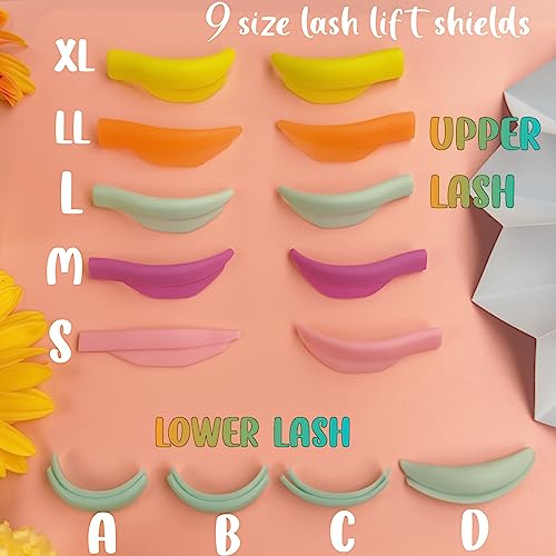 Eyelash Lift Shields Lash Lifting Pad No Glue Mix Glueless Lami Lamination Roller Upper & Lower Perm Pads for All Eyes Curling Like L Curl Extensions with Y Brush Ribbon Cover Silicone Eye Patch Tool