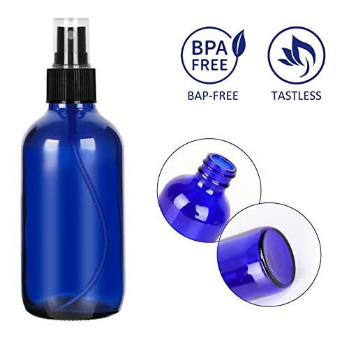 CycleMore Blue Glass Spray Bottles 16 Pack, 4oz Fine Mist Reusable Travel