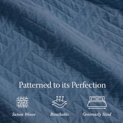 Classic Folkstone Blue Cotton Queen Size Blanket for All-Season Bed