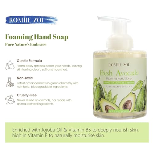 ROMIIE ZOI Foaming Hand Soap with Gift Box- Avocado- Biodegradable Formula Moisture & Revitalize - 500ml/ 16.8oz