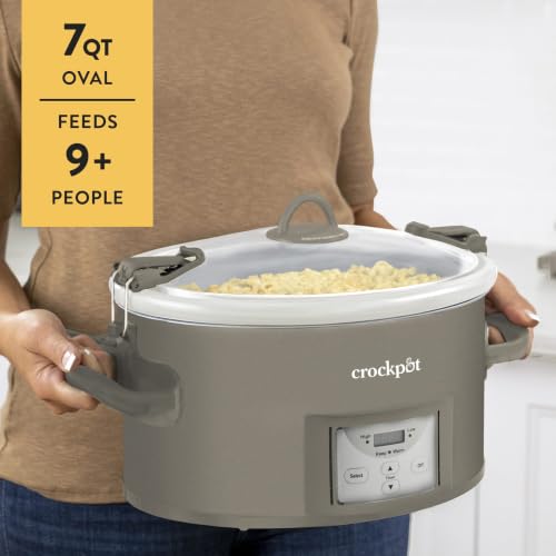 Programmable 7-Quart Slow Cooker with Locking Lid - Grey