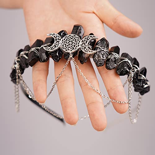 Crystal Quartz Tiara Headband for Women - Boho Goddess Crown Wedding Party