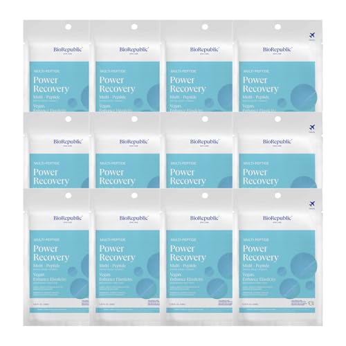 BioRepublic Multi-Peptide Power Recovery Face Masks 3-Pack - Anti-Aging Biocellulose Sheet Mask for Wrinkles & Radiance