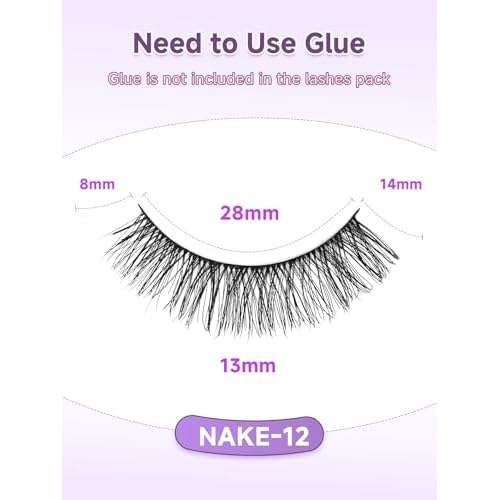 Wispy Lashes Natural Cat Eye Lashes 14mm False Eyelashes Thin Memory Band Volume False Lashes Soft Strip Lashes Pack C Curl Natural Eyelashes Fake Eyelashes 7 Pair EVENTILL