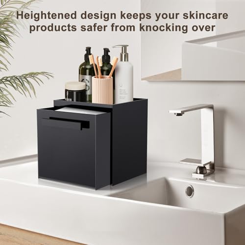 Acrylic Disposable Facial Towels Holder Wall-Mounted Black