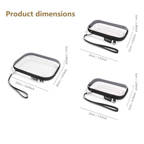 6 Pack Clear Hard Shell Zipper Cosmetic Cases with Handle - Waterproof Travel Organizer, Medium & Small Variants