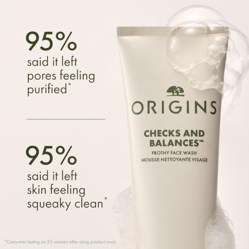 Origins Checks and Balances Frothy Face Wash 8.5 Fl Oz – Gentle Foaming Facial Cleanser for All Skin Types
