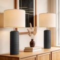 27.5'' Tall Matte Black Farmhouse Ceramic Table Lamps Set of 2 - Modern Nightstand Lighting