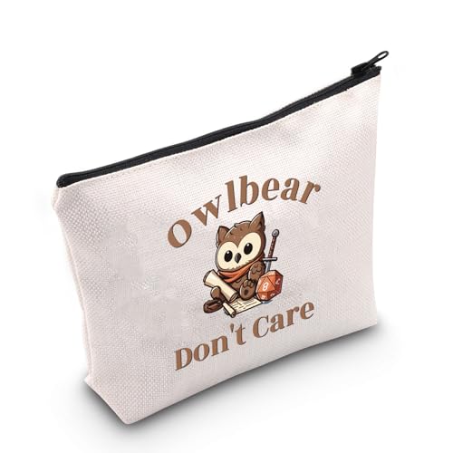 WCGXKO BG3 Gift for Game Owlbear Don't Care Zipper Pouch Makeup Bag (B-Owlbear), beige