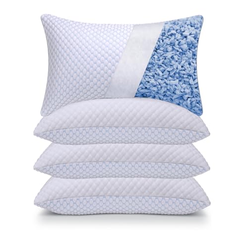 OSBED Queen Shredded Memory Foam Pillow Set of 4 with Cooling & Adjustable Support
