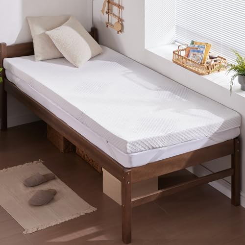 SINWEEK Twin XL 3 Inch Gel Memory Foam Mattress Topper with Cooling Gel, Ventilated Support Pad