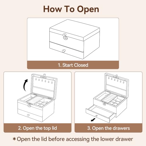 Vwixkuxx Lockable Black Walnut Jewelry Box – 3 Layer Full Locking Organizer for Women