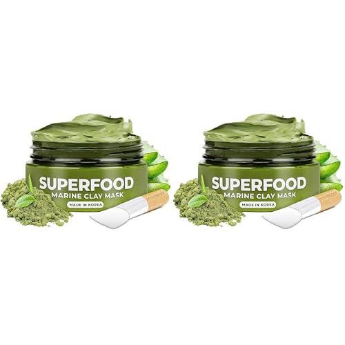 PLANTIFIQUE Korean Skincare Clay Mask ? Hydrating Mud Mask with Avocado & Superfoods, Dermatologist-Tested for Face & Body ? Vegan, 3.4 Oz/100ml (Pack of 2)