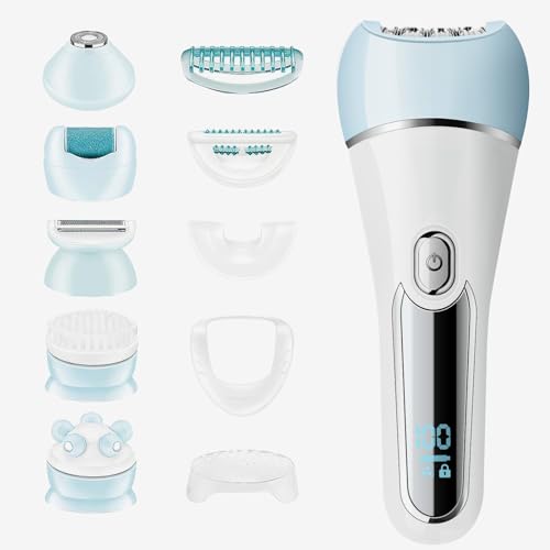 6-in-1 Waterproof Electric Hair Removal Epilator for Women with Face Razor & Body Exfoliator
