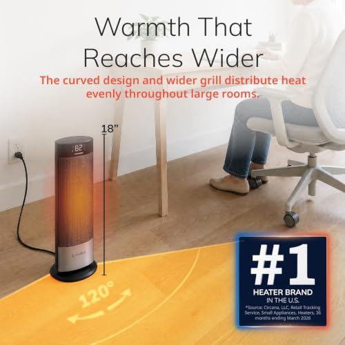 Lasko 18-Inch Ellipse Ceramic Tower Space Heater with Remote - Black