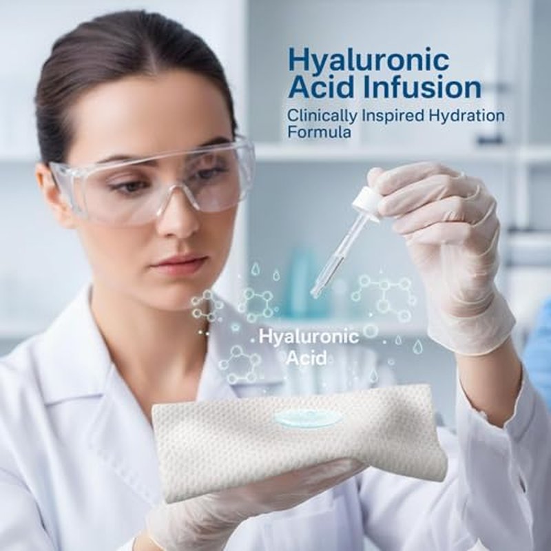 50 Count Hyaluronic Acid Face Towels, Biodegradable Disposable Face Towels, Wash Cloths 10¡± x 12¡±, Soft & Skin Friendly Face Towelettes Disposable, XL Facial Towels for Washing Cleansing for Women