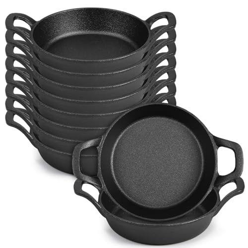 Mini Cast Iron Skillet Set - 10 Pack 6.3x6.3 Inch Small Frying Pans with Double Handles