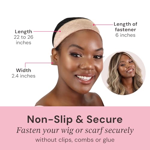 Nude Wig Grip Headband 2 Pack - Adjustable Non-Slip Secure Support for Women
