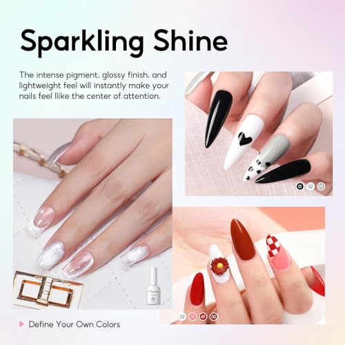 PEACECOLOR Gel Nail Polish Kit with U V Light 82PCS, 56 Colors Gel Polish Set with Cat Eye Gel Nail Polish 4Pcs Glossy/Matte/Glitter Top Base Coat Rhinestones Manicure Kit Gifts for Women Salon Home