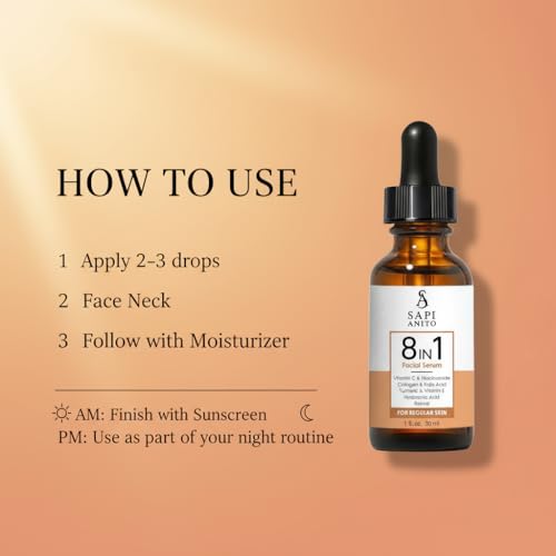 8-in-1 Facial Serum for Hydration and Glow with Vitamin C, Retinol, Collagen - 1 fl oz