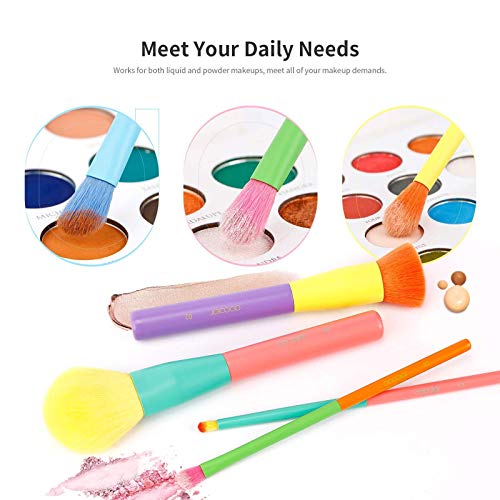 Colorful Makeup Brush Set with 16 Eye Shadow & Face Brushes - Professional Synthetic Kabuki Blending Face Powder