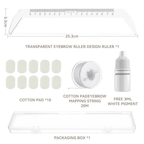 Eyebrow Ruler Eyebrow Measuring Tool Beginner Brow Mapping Kit(Includes Pigment Coloring Cotton), Achieve Symmetrical Perfectly Shaped Brows Brow Makeup Tools TA638