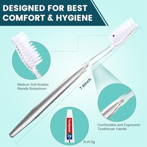 Disposable Travel Toothbrush Set with Toothpaste 100 Pack - Hygienic & Portable