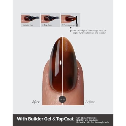 BTArtboxnails SOFTCOATTIPS Press On Nails - Tortoiseshell Short Square Press On Nails, 96Pcs Salon Quality Soak Off Soft Gel Nail Tips in 16 Sizes