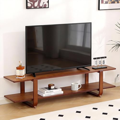 Tiita Walnut 55-Inch TV Stand for 65-Inch Flat Screens, Modern Media Console